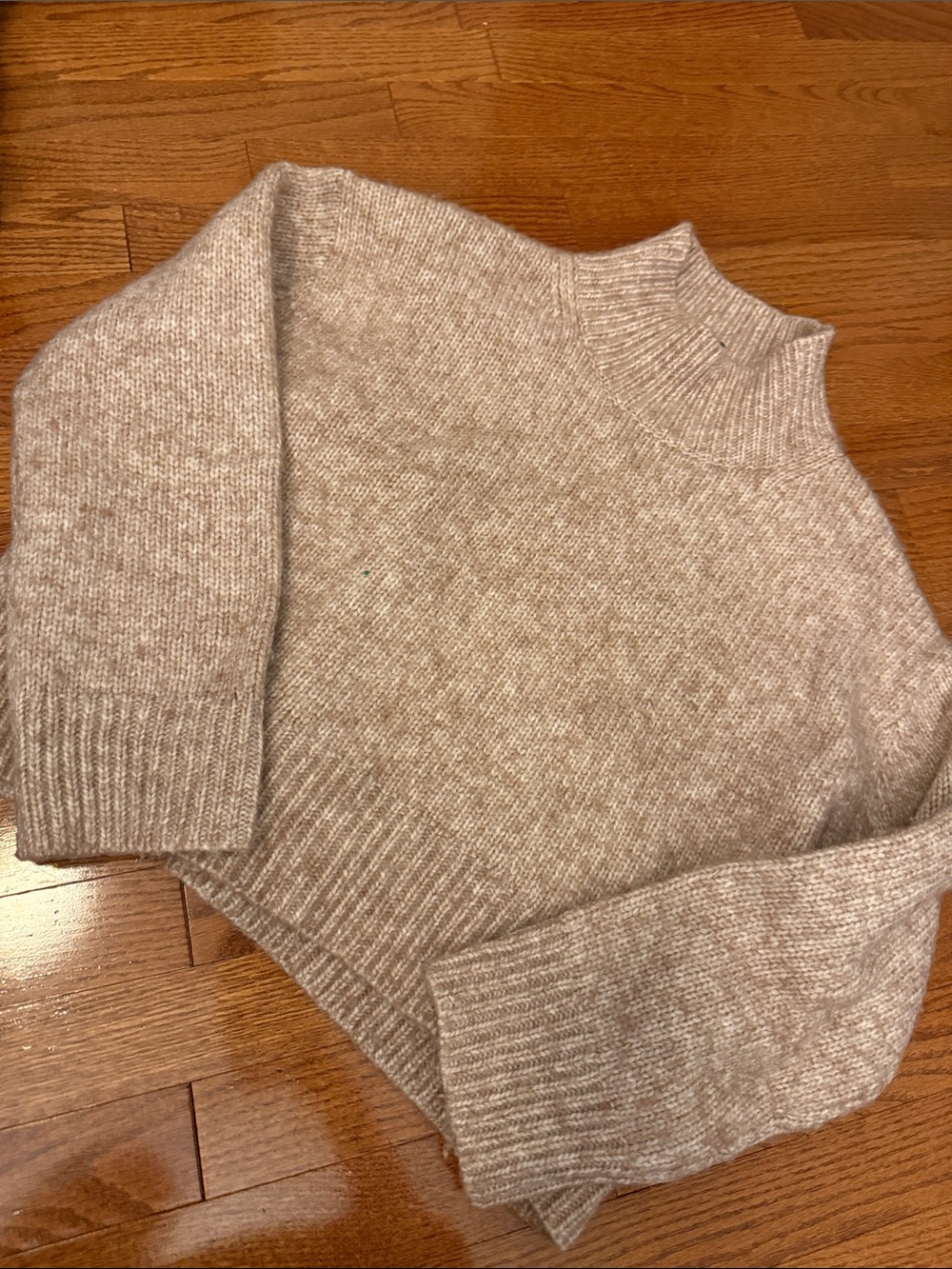 mari m Women's Mock Neck Sweater in Light Taupe